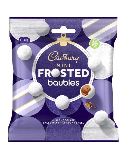 Cadbury Milk Chocolate Mini Frosted Christmas Baubles 80g